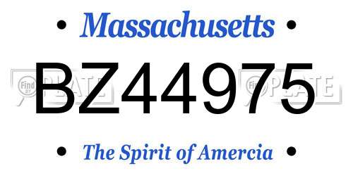 BZ44975 Massachusetts License Plate