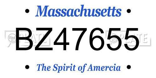 BZ47655 Massachusetts License Plate