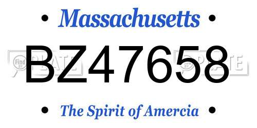 BZ47658 Massachusetts License Plate
