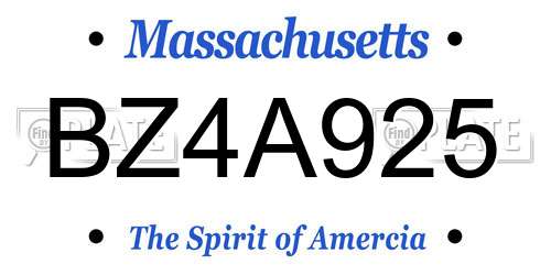 BZ4A925 Massachusetts License Plate