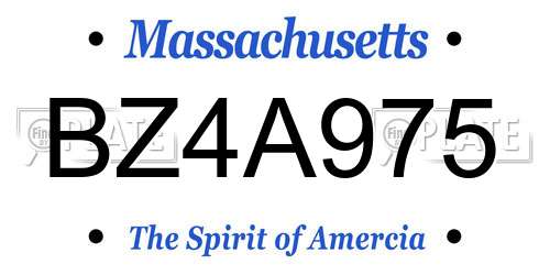 BZ4A975 Massachusetts License Plate