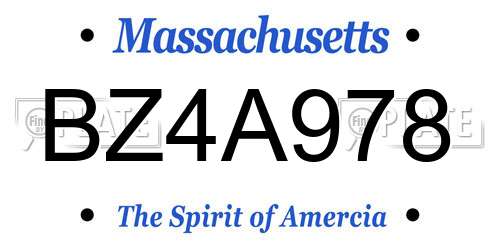 BZ4A978 Massachusetts License Plate