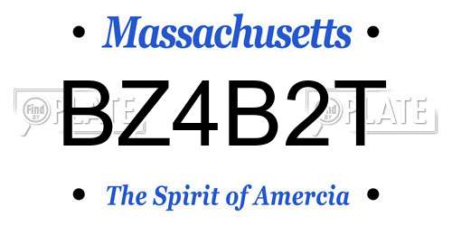 BZ4B2T Massachusetts License Plate