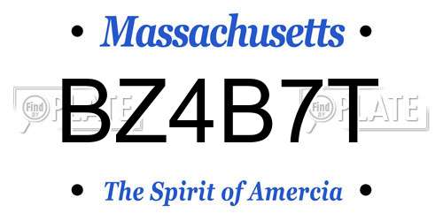 BZ4B7T Massachusetts License Plate