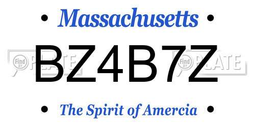 BZ4B7Z Massachusetts License Plate
