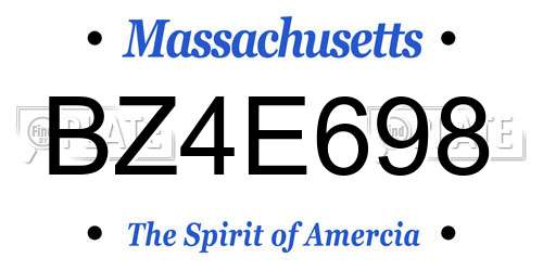 BZ4E698 Massachusetts License Plate