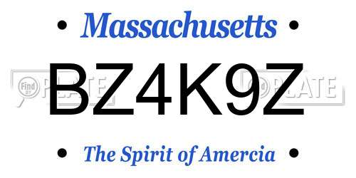 BZ4K9Z Massachusetts License Plate