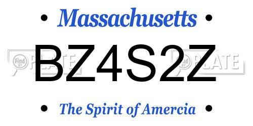 BZ4S2Z Massachusetts License Plate