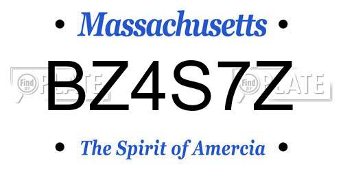 BZ4S7Z Massachusetts License Plate