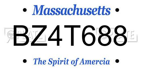 BZ4T688 Massachusetts License Plate