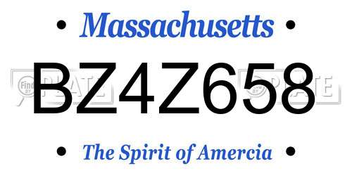 BZ4Z658 Massachusetts License Plate