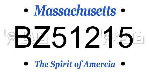 BZ51215 Massachusetts License Plate
