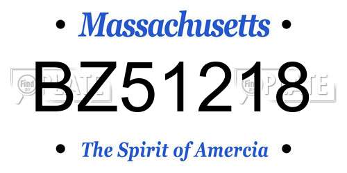 BZ51218 Massachusetts License Plate