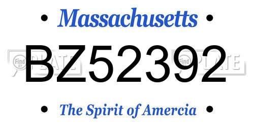 BZ52392 Massachusetts License Plate