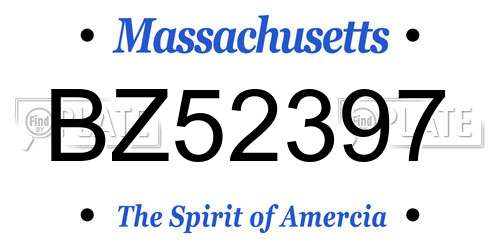 BZ52397 Massachusetts License Plate