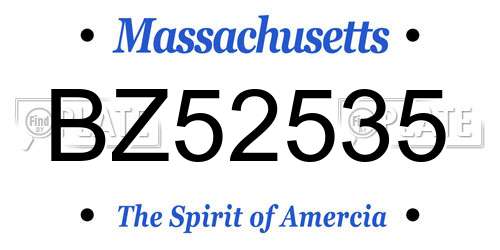 BZ52535 Massachusetts License Plate