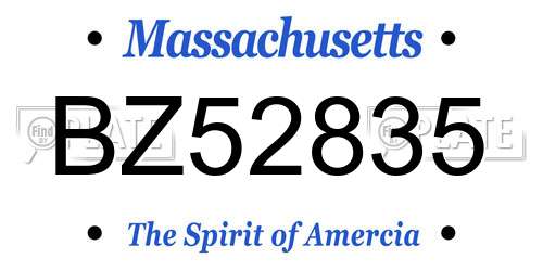 BZ52835 Massachusetts License Plate