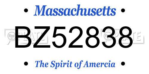 BZ52838 Massachusetts License Plate
