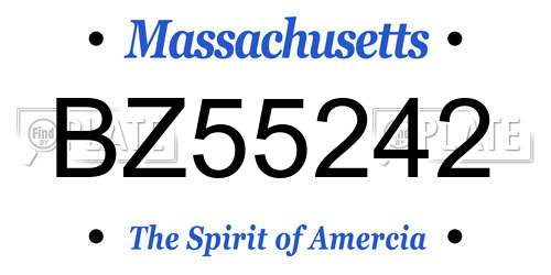 BZ55242 Massachusetts License Plate