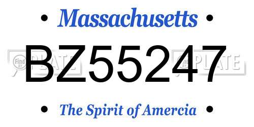 BZ55247 Massachusetts License Plate