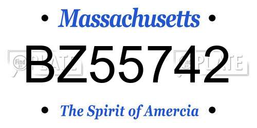 BZ55742 Massachusetts License Plate