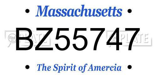 BZ55747 Massachusetts License Plate
