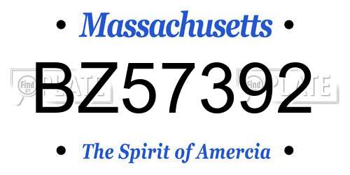 BZ57392 Massachusetts License Plate