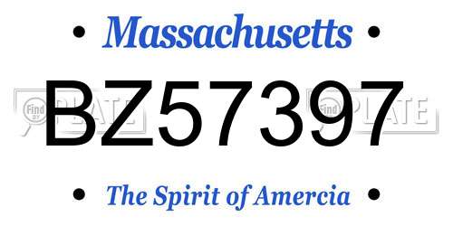 BZ57397 Massachusetts License Plate