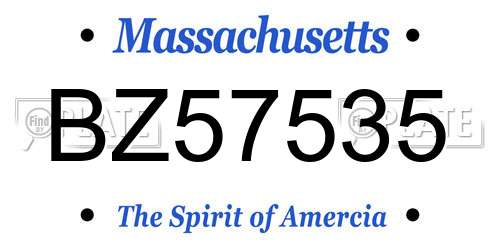 BZ57535 Massachusetts License Plate