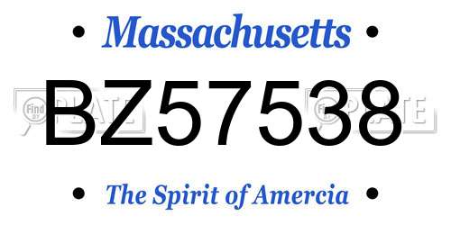 BZ57538 Massachusetts License Plate