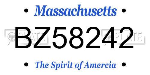 BZ58242 Massachusetts License Plate