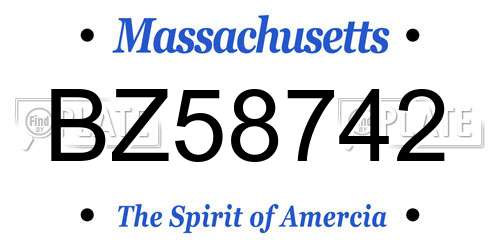 BZ58742 Massachusetts License Plate