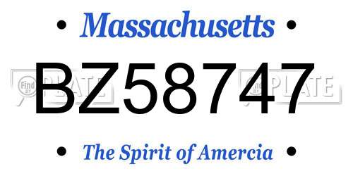 BZ58747 Massachusetts License Plate