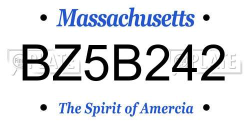 BZ5B242 Massachusetts License Plate