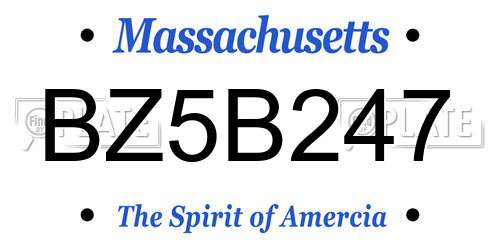 BZ5B247 Massachusetts License Plate