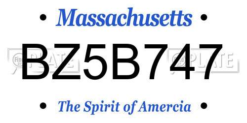 BZ5B747 Massachusetts License Plate