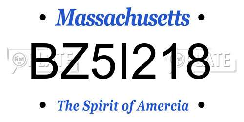BZ5I218 Massachusetts License Plate