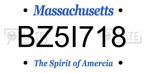 BZ5I718 Massachusetts License Plate