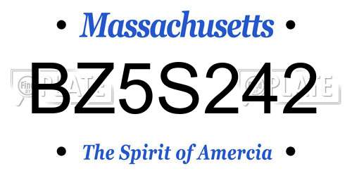 BZ5S242 Massachusetts License Plate