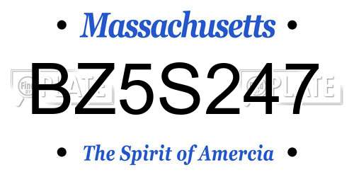 BZ5S247 Massachusetts License Plate