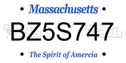 BZ5S747 Massachusetts License Plate