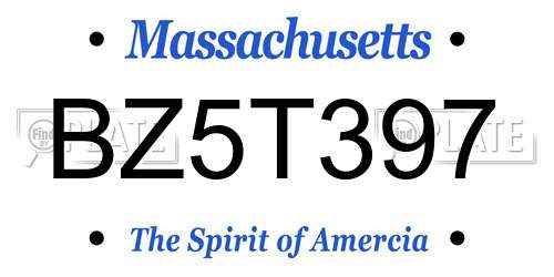 BZ5T397 Massachusetts License Plate