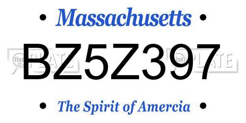 BZ5Z397 Massachusetts License Plate