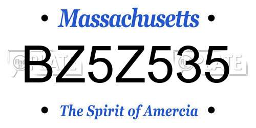 BZ5Z535 Massachusetts License Plate