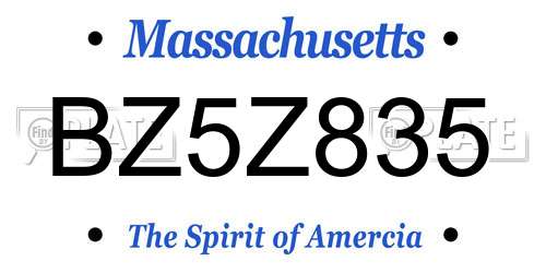 BZ5Z835 Massachusetts License Plate
