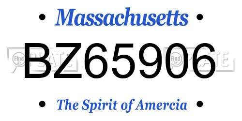 BZ65906 Massachusetts License Plate
