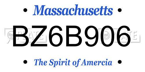 BZ6B906 Massachusetts License Plate