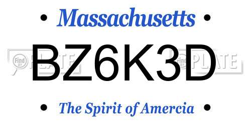 BZ6K3D Massachusetts License Plate