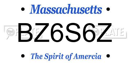BZ6S6Z Massachusetts License Plate