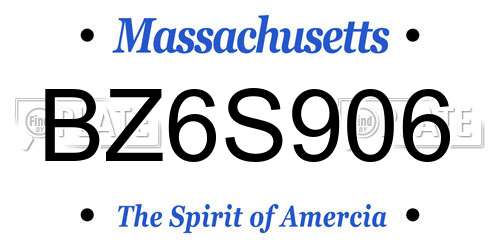 BZ6S906 Massachusetts License Plate
